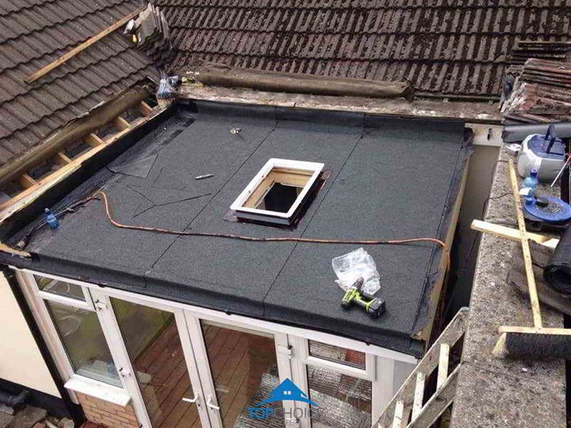 New flat roof after being laid on a roof in County Dublin
