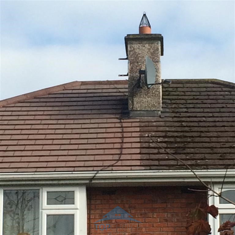 Power washing roof in Dublin